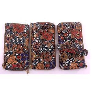 Vintage Oscar De La Renta Wallet 2 Compartment Floral Print Snap Zip Cosmetic